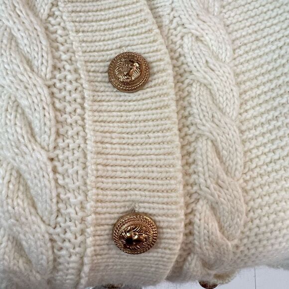 Lilly's Kloset Cream Cable Knit Golf Button V-Neck Long Cardigan Size 2XL - Picture 8 of 12